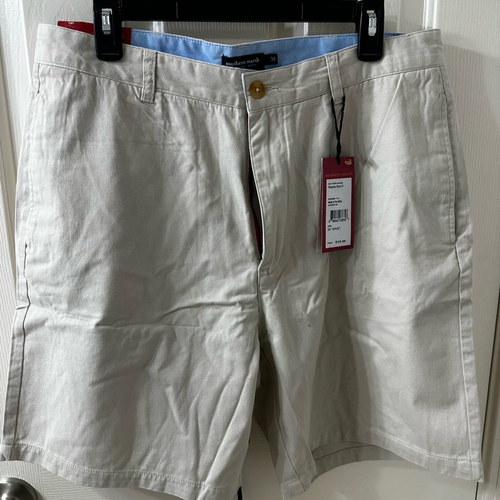 Southern Marsh Cream Flat Front Shorts